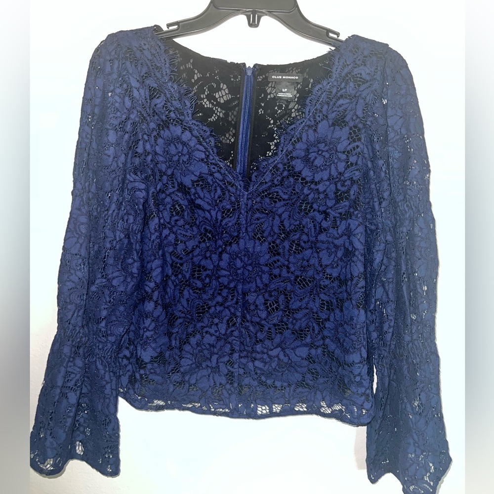 Club Monaco Blue Long Sleeve Elegant Blouse